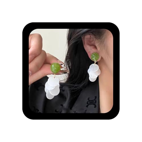 Xmsrn Vintage Acryl Münze Baumeln Ohrringe Cluster Münze Scheibe Tropfen Ohrringe Weißes Harz Blumen Übertriebene Ohrstecker Grüne Kugel Ohrstecker Schmuck Für Frauen von Xmsrn