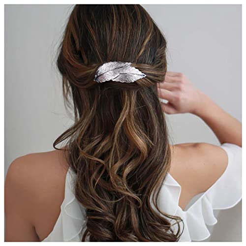 Xmsrn Vintage Blatt Haarspange Barrette Silber Metall Legierung Blatt Haarspange Clip Minimalistisch Clip Barrette Haarzubehör Für Frauen Und Mädchen (1 stück) von Xmsrn