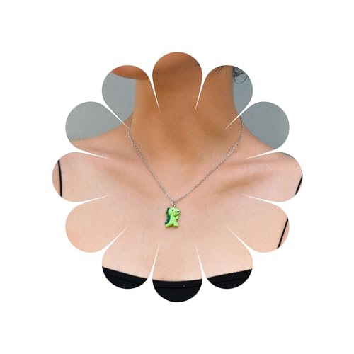 Xmsrn Vintage Dinosaurier Anhänger Halskette Acryl Dinosaurier Choker Halskette Harz Dinosaurier Halskette Grün Tier Halskette Schmuck Für Frauen Und Mädchen von Xmsrn