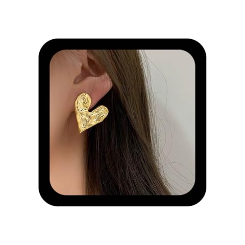 Xmsrn Vintage Gehämmert Herz Liebe Ohrringe Matte Herz Ohrstecker Gehämmert Liebe Tropfen Ohrringe Gold Schmuck Für Frauen von Xmsrn