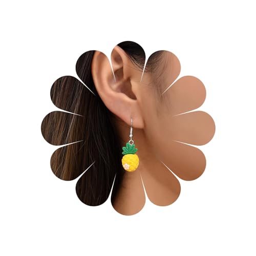 Xmsrn Vintage Gelbe Ananas Baumeln Ohrringe Acryl Ananas Tropfen Ohrringe Harz Ananas Haken Baumeln Ohrringe Niedlich Obst Ohrstecker Schmuck Für Frauen Und Mädchen von Xmsrn