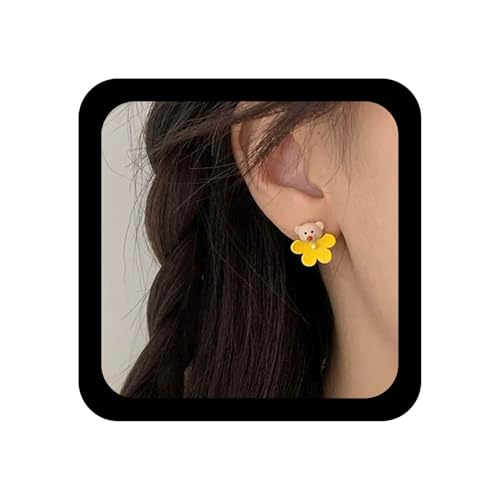 Xmsrn Vintage Gelbe Blumen Ohrringe 3d Bären Ohrstecker Kleine Bären Ohrringe Niedliche Tier Ohrstecker Gelbe Blumen Ohrstecker Schmuck Für Frauen von Xmsrn