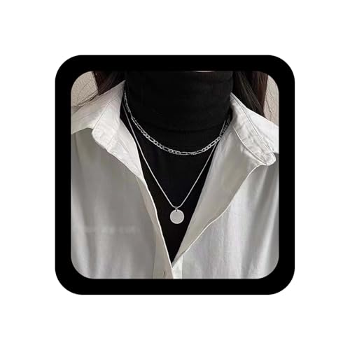 Xmsrn Vintage Geschichtet Münze Scheibe Halskette Winzige Münze Anhänger Halskette Silber Scheibe Kette Halskette Retro-Münze Choker Halskette Schichtung Scheibe Halskette Schmuck Für Frauen von Xmsrn