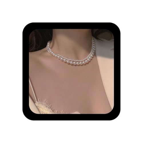 Xmsrn Vintage Geschichtet Perle Choker Halskette Boho Perlenkette Halskette Strang Perle Choker Halskette Meerjungfrau Perlenkragen Halskette Schwimmende Perlenkette Schmuck Für Frauen von Xmsrn