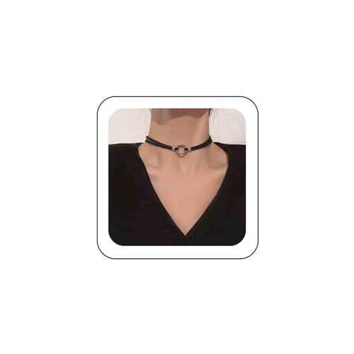 Xmsrn Vintage Geschichtet Samt Choker Halskette Silber Hohlkreis Choker Halskette Kurz Schwarz Wildleder Halskette Boho Schwarz Leder Halskette Schmuck Für Frauen Und Mädchen (Silber) von Xmsrn