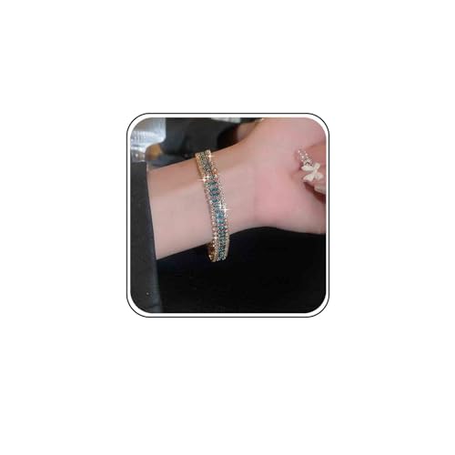 Xmsrn Vintage Geschichtet Strass Tennis Kette Armband Elastisch Kristall Saphir Armband Gold Stretch Cz Armband Hand Kette Kristall Braut Cz Hand Kette Armband Für Frauen von Xmsrn