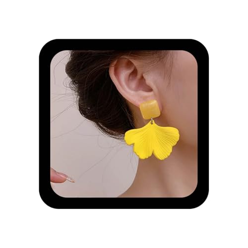 Xmsrn Vintage Ginkgo Blatt Ohrringe Harz Blatt Tropfen Ohrringe Gelb Acryl Baumeln Floral Ohrstecker Aussage Acryl Quadrat Ohrstecker Schmuck Für Frauen von Xmsrn