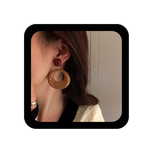 Xmsrn Vintage Große Acryl Cricle Tropfen Ohrringe Boho Braun Harz Reifen Ohrringe Süßigkeiten Quadrat Ohrstecker Statemrnt Acryl Für Frauen von Xmsrn