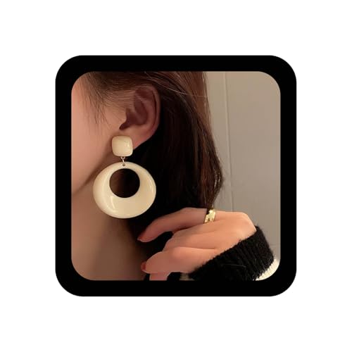 Xmsrn Vintage Große Acryl Cricle Tropfen Ohrringe Boho Weiß Harz Reifen Ohrringe Süßigkeiten Quadrat Ohrstecker Statemrnt Acryl Für Frauen von Xmsrn