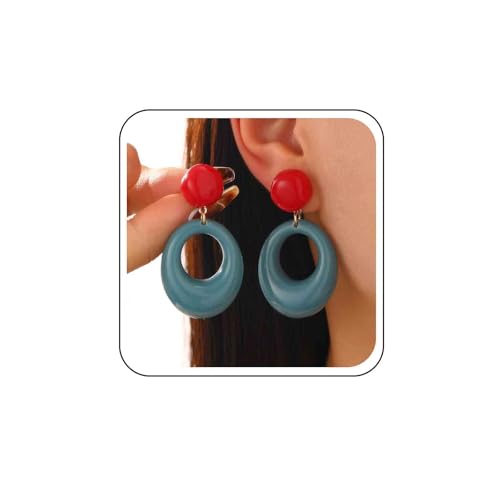 Xmsrn Vintage Große Acryl Oval Tropfen Ohrringe Boho Blau Harz Reifen Ohrringe Runde Kugel Ohrstecker Statemrnt Acryl Ohrringe Für Frauen von Xmsrn
