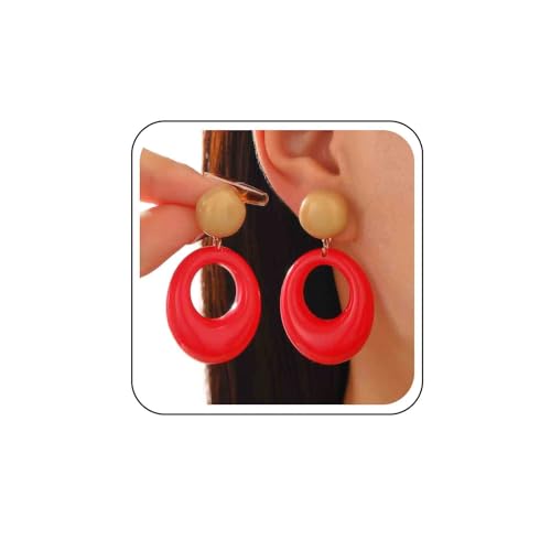 Xmsrn Vintage Große Acryl Oval Tropfen Ohrringe Boho Rot Harz Reifen Ohrringe Runde Kugel Ohrstecker Statemrnt Acryl Ohrringe Für Frauen von Xmsrn