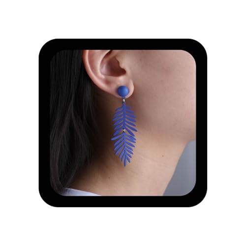 Xmsrn Vintage Große Blatt Ohrstecker Ohrringe Lange Blatt Baumeln Ohrringe Blau Tropfen Übertrieben Aussage Nadelholz Schmuck Für Frauen von Xmsrn
