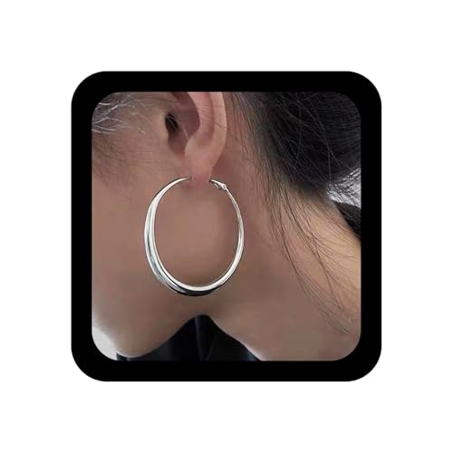 Xmsrn Vintage Große Kreis Ohrringe Schwere Reifen Kreis Ohrstecker Ohrringe Hohlkreis Baumeln Dicke Geometrische Silber Übertrieben Schmuck Für Frauen von Xmsrn