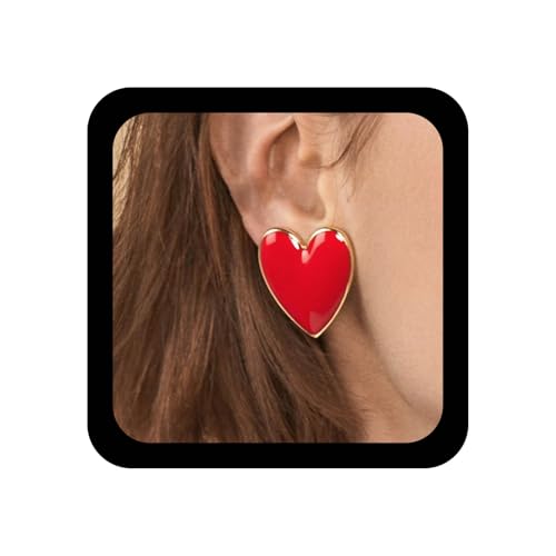 Xmsrn Vintage Herz Liebe Ohrstecker Ohrringe Rot Emaille Herz Ohrringe Liebe Tropfen Boho Ohrstecker Rot Emaille Schmuck Für Frauen von Xmsrn
