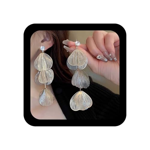 Xmsrn Vintage Hohl Blatt Ohrringe Boho Fischschwanz Ohrstecker Ohrringe Duftende Blatt Große Fischschwanz Silber Lange Quaste Kette Aussage Schmuck Für Frauen von Xmsrn