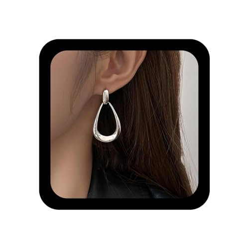 Xmsrn Vintage Hohlen Tropfen Ohrringe Große Wassertropfen Reifen Ohrstecker Ohrringe Offenen Kreis Tropfen Silber Geometrische Übertrieben Schmuck Für Frauen von Xmsrn