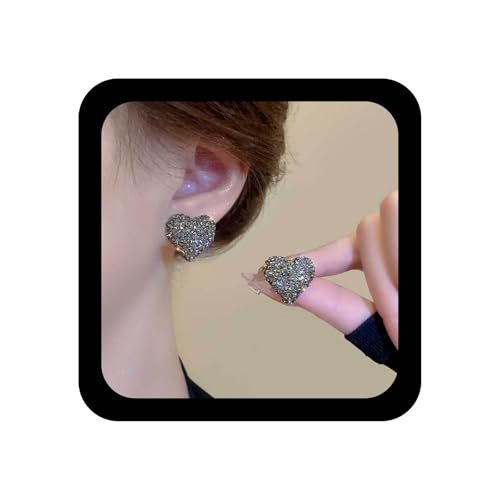 Xmsrn Vintage Kristall Herz Ohrstecker Ohrringe Grau Puffy Liebe Herz Ohrringe Liebe Strass Ohrring Aussage Ohrstecker Kristall Clustar Schmuck Für Frauen von Xmsrn