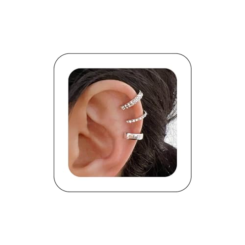 Xmsrn Vintage Kristall Ohrmanschette Ohrringe Strass Manschette Ohrringe Silber Cz Form Ohrringe Funkelnde Kristall Ohr Knorpel Manschette Ohrringe Set Schmuck Für Frauen Und Mädchen (Silber) von Xmsrn