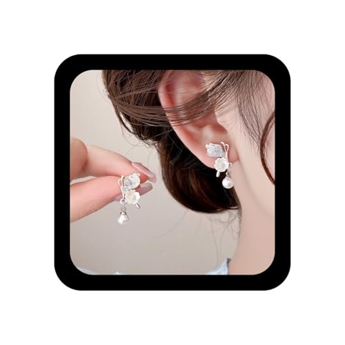 Xmsrn Vintage Kristall Perle Baumeln Ohrringe Blaue Blume Schmetterling Ohrstecker Kristall Perle Tropfen Ohrringe Boho Cz Blume Ohrstecker Schmuck Für Frauen von Xmsrn