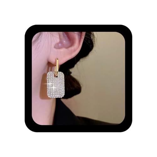 Xmsrn Vintage Kristall Quadratische Ohrringe Strass Große Quadratische Ohrringe Gold Cz Boho Quadratischen Reifen Huggie Schmuck Für Frauen von Xmsrn
