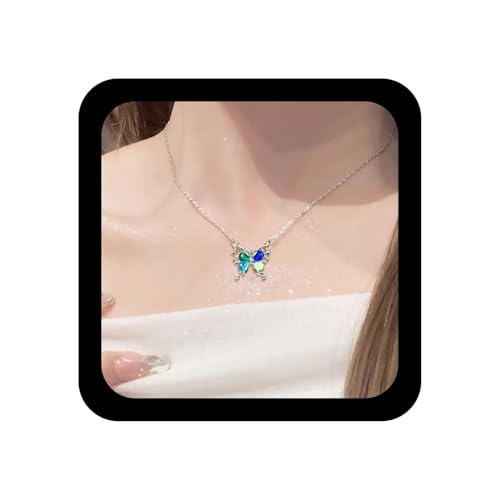 Xmsrn Vintage-Kristall Schmetterling Anhänger Halskette Strass Blauer Saphir Schmetterling Choker Halskette Bunten Edelstein Funkelnden Cz Strass Choker Für Frauen von Xmsrn