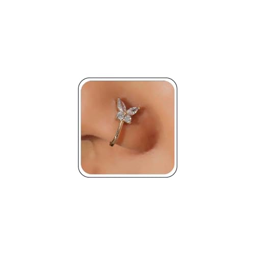Xmsrn Vintage Kristall Schmetterling Nasenring Strass Nasenmanschette Cz Schmetterling Kupfer Afrikanischer Nasenring Gold Fake Non Pierced Nasenring Schmuck Für Frauen Und Mädchen von Xmsrn