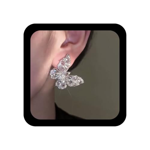 Xmsrn Vintage Kristall Schmetterling Ohrstecker Große Schmetterling Ohrringe Strass Cz Ohrringe Boho Strass Cz Funkelnde Cluster Kristall Schmuck Für Frauen von Xmsrn