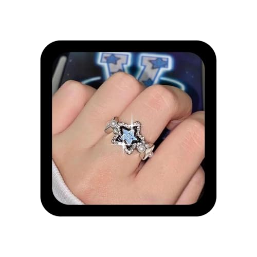 Xmsrn Vintage Kristall Stern Knöchel Ring Boho Perle Fingerring Strass Kristall Stern Ring Schwimmende Perle Offen Funkelnden Cz Hand Schmuck Für Frauen von Xmsrn