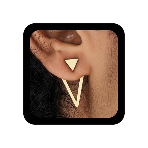 Xmsrn Vintage Metall Dreieck Ohr Jacke Ohrringe Offene Geometrische Dreieck Ohrringe Hohlen Jacke Gold Vorne Hinten Ohrstecker Schmuck Für Frauen von Xmsrn