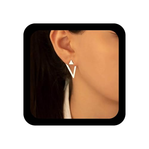 Xmsrn Vintage Metall Dreieck Ohr Jacke Ohrringe Offene Geometrische Dreieck Ohrringe Hohlen Jacke Silber Vorne Zurück Ohrstecker Schmuck Für Frauen von Xmsrn
