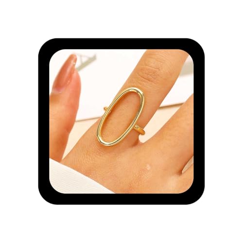 Xmsrn Vintage Metall Oval Knuckle Ring Gold Oval Finger Ring Hohlkreis Reifen Punk Reifen Boho Kreis Hand Schmuck Für Frauen von Xmsrn