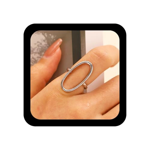Xmsrn Vintage Metall Oval Knuckle Ring Silber Oval Finger Ring Hohlkreis Reifen Punk Reifen Boho Kreis Hand Schmuck Für Frauen von Xmsrn