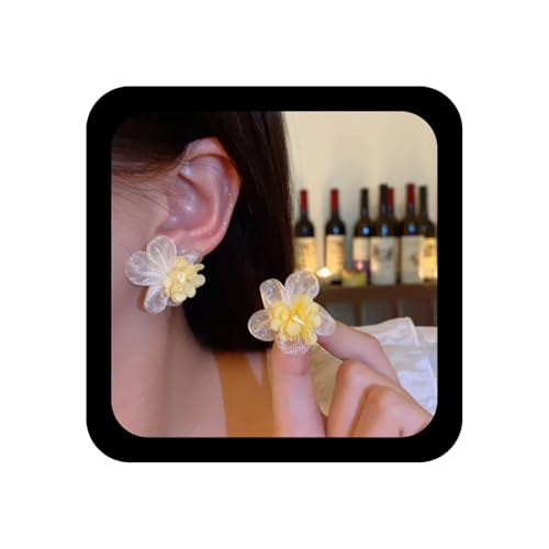 Xmsrn Vintage Netz Blume Ohrstecker Ohrringe Gelbe Blume Ohrringe Gelbe Aussage Ohrstecker Seide Für Frauen von Xmsrn