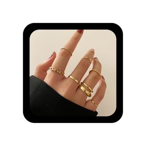 Xmsrn Vintage Offene Knöchel Ringe Set Gold Stapeln Finger Ringe Punk Schicht Linie Twist Gothic Breite Hand Multi-Layer Knöchel Schmuck Für Frauen von Xmsrn