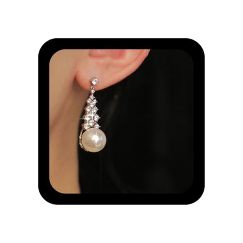 Xmsrn Vintage Perle Ohrringe Kristall Baum Ohrstecker Ohrringe Boho Perle Tropfen Strass Blume Cz Lange Blume Ohrstecker Schmuck Für Frauen von Xmsrn