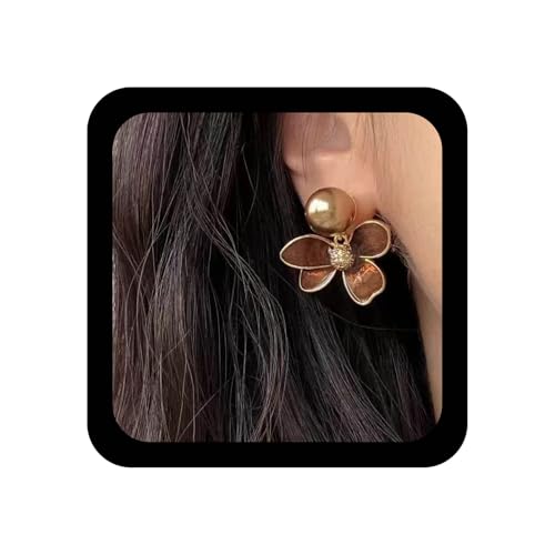 Xmsrn Vintage Perlen Ohrringe Braun Öl Tropfen Blume Ohrstecker Boho Perle Tropfen Ohrringe Braun Blume Perle Ohrstecker Schmuck Für Frauen von Xmsrn