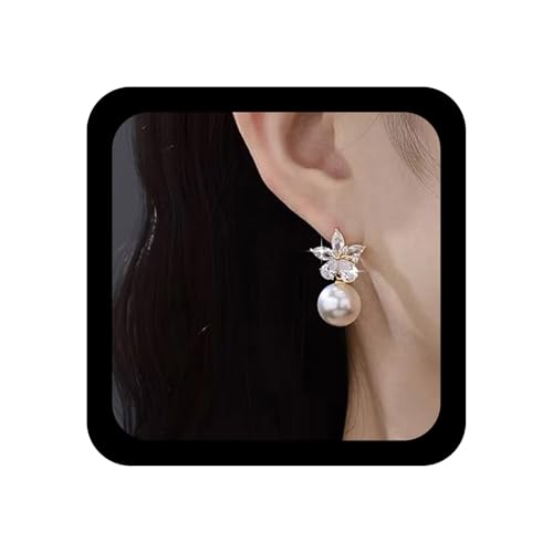 Xmsrn Vintage Perlen Ohrringe Kristall Blume Ohrstecker Ohrringe Boho Perle Tropfen Strass Blume Cz Funkelnde Schmuck Für Frauen von Xmsrn