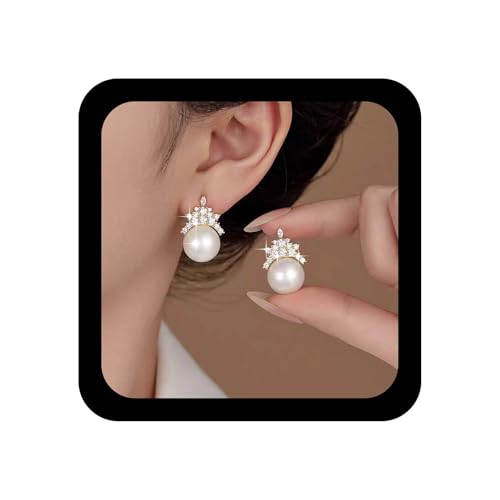 Xmsrn Vintage Perlen Ohrringe Kristall Krone Ohrstecker Ohrringe Boho Perle Tropfen Strass Krone Cz Funkelnden Schmuck Für Frauen von Xmsrn