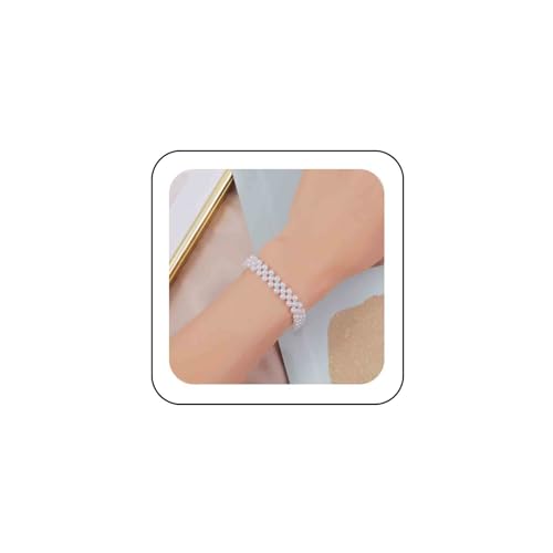 Xmsrn Vintage Perlenkette Armband Breite Perle Handkette Armband Weiße Perle Armband Handkette Boho Perlenkette Armband Schmuck Für Frauen Und Mädchen von Xmsrn