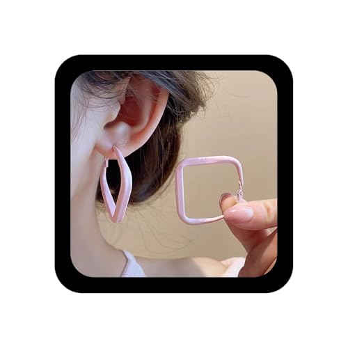 Xmsrn Vintage Rosa Quadratische Tropfenohrringe Süße Reifen Quadratische Ohrstecker Hohle Ohrringe Offene Geometrische Ohrringe Niedlich Große Schmuck Für Frauen von Xmsrn