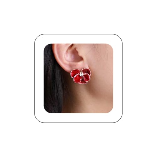 Xmsrn Vintage Rot Öl Tropfen Blume Ohrringe Kristall Blume Ohrstecker Ohrringe Rot Aussage Blume Ohrringe Rot Öl Blume Ohrringe Für Frauen von Xmsrn