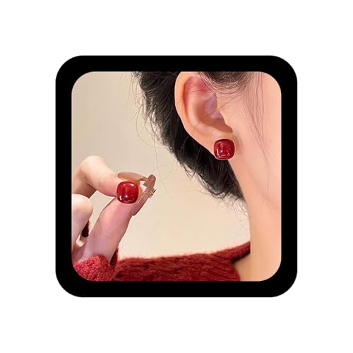 Xmsrn Vintage Rote Koralle Quadratische Ohrringe Quadratische Ohrstecker Kleine Rote Emaille Ohrringe Boho Koralle Ohrstecker Schmuck Für Frauen von Xmsrn
