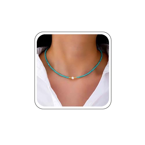 Xmsrn Vintage Saatgut Perle Choker Halskette Perle Anhänger Halskette Grün Reis Perle Halskette Kurze Saatgut Perle Kette Halskette Boho Perle Halskette Für Frauen von Xmsrn