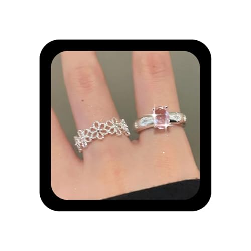 Xmsrn Vintage Schicht Kristall Knöchel Ring Set Strass Hohle Blume Finger Ring Oval Cz Strass Funkelnde Cz Oval Hand Boho Umriss Blume Set Schmuck Für Frauen von Xmsrn