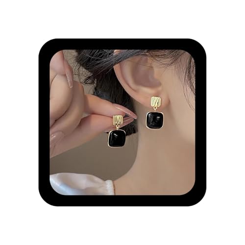 Xmsrn Vintage Schwarze Quadratische Ohrringe Schwarz Emaillierte Quadratische Ohrringe Onyx Tropfenohrringe Boho Ohrstecker Geometrische Ohrstecker Schmuck Für Frauen von Xmsrn