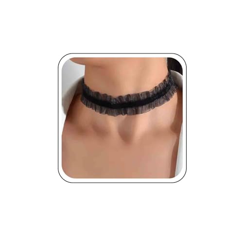 Xmsrn Vintage Schwarzer Samt Choker Halskette Kurze Spitze Choker Halskette Samt Spitze Halskette Kurz Schwarzes Leder Halskette Boho Mesh Spitze Schlüsselbein Choker Halskette Für Frauen von Xmsrn