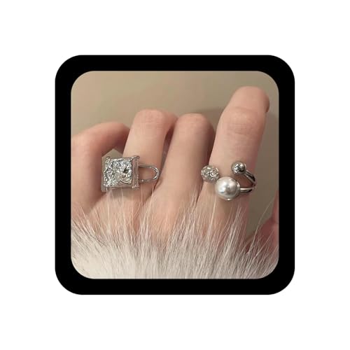 Xmsrn Vintage Strukturierte Quadratische Perle Knöchel Ringe Set Silber Perle Stapeln Finger Ringe Boho Quadrat Stapelbar Gothic Hand Quadrat Gestapelt Schmuck Für Frauen von Xmsrn
