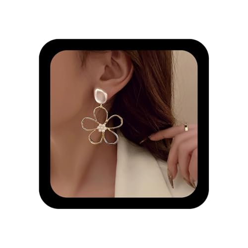 Xmsrn Vintage Unregelmäßige Perlenohrringe Boho Perle Blume Ohrringe Hohle Große Blume Baumeln Ohrringe Gold Aussage Offene Ohrstecker Schmuck Für Frauen von Xmsrn