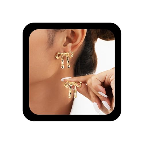 Xmsrn Vintage Unregelmäßige Schleife Ohrringe Boho Bowknot Ohrringe Bow Drop Bowknot Dangle Gold Minimal Schmuck Für Frauen von Xmsrn