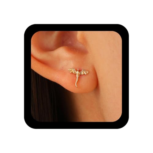 Xmsrn Vintage Winzige Drachen Ohrringe Gold Drachen Ohrstecker Ohrringe Fliegender Drache Boho Tier Ohrstecker Minimal Schmuck Für Frauen von Xmsrn